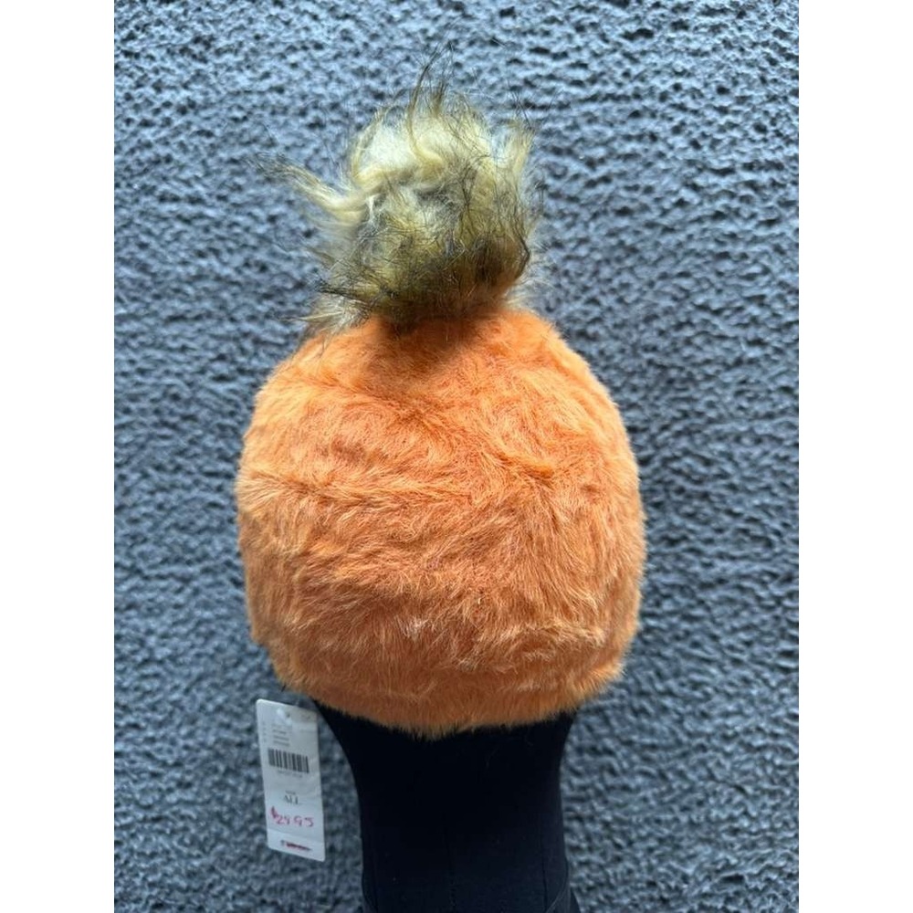 NWD Faux‎ Fur Pom Pom Beanie Orange Womens One Size